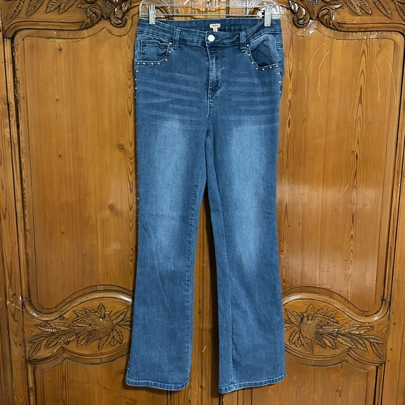 Reba Jeans with Netal Stud Detail at Pockets and Down Leg - Picture 1 of 8